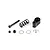Rovan RC servo saver assembly kit including a black plastic arm, coil spring, bolt, nuts, washers, and a metal spacer on a white background.