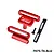 GPM red aluminium battery hold-down retainer and strap set with mounting screw against a white background.