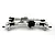 Reefs RC Aluminium XP199 Front Portal Axle Set in silver with black diff cover and steering links against a plain white background.