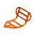 An orange anodized aluminium RC car bumper with a cut-out design, shown from a high-angle perspective against a white background.