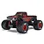 ARRMA Quake Grom 1/16 scale 4WD electric RC monster truck in red and black, studio shot on white background.