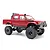 Red WPL C64-1 Hilux RC rock crawler pickup truck viewed from front right against a plain white background.