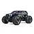 ARRMA Gorgon 1/10 scale 2WD electric RC monster truck in blue and black finish with large treaded tires against a white background.