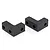 Two black L-shaped plastic servo mounts for RC cars, shown from an elevated angle against a white background.