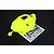 Bright yellow painted RC buggy body shell with a matching nose piece and a decal sheet on a dark background.