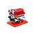 A detailed studio product shot of the Teching DM108 V12 Engine Scaled Metal Model Kit mounted on a red wooden base against a white background.