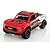 UDI RC Mini Sierra 1/12 scale 4x4 electric short course truck in red and white with sponsor decals against a white background.
