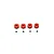 Four red anodized aluminium wheel hexes with branding and four small set screws arranged on a white background.