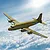 Academy 1/144 USAF C-54 Skymaster propeller airplane flying above clouds in a painted artwork style.