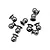 Ten polished metal female ball studs scattered on a plain white background.