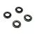 Four small black RC Maker shock shaft guides arranged on a plain white background.