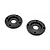 Two black RC Maker 4-hole shock pistons viewed from above against a clean white background.