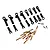 RC Maker aluminium 4.8mm upper turnbuckle set in bronze with black plastic ball cups and small screws on a white background.