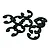 A small pile of dark metal E-clips and retaining clips against a clean white background.