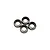 Four metal shielded RC hobby bearings arranged in a cluster against a plain white background.