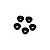 Five black threaded inserts arranged in a circle against a plain white background.