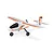 HobbyZone AeroScout S 2 1.1m RC airplane in white, orange, and grey livery viewed from the front right side.