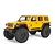 Axial SCX24 2019 Jeep Wrangler JLU CRC RC rock crawler in yellow, studio shot against a white background.