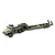 Green WPL B36-3 1/16 scale RC transporter truck with attached flatbed trailer on a white background.