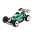 Studio product shot of the Kyosho Inferno MP10e 1/8 scale electric brushless 4WD RC buggy in green with white wheels.