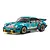 Kyosho Mini-Z MR-04 1976 Porsche 934 RSR RC car in teal Vaillant #9 livery viewed from the front right.