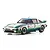 Studio product shot of Kyosho Mini-Z MR-04 Mazda Savanna RX-7 RC car in white and green race livery with number 7.