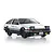 Kyosho First Mini-Z Initial D Toyota Trueno AE86 RC car studio shot in white and black with pop-up headlights.