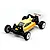 Hobby Plus Speck-B 1/24 scale electric 2WD RC buggy in vintage crème with orange stripes and a clear rear wing on a white background.
