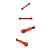 Four perspective views of a red anodized aluminium RC steering servo tie rod with metal ball ends on a white background.