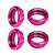 Four pink anodised aluminium shock collars with internal O-rings and ridged grip edges on a white background.