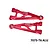 GPM aluminium front lower suspension arms in red, featuring metal construction and branded logos against a plain background.