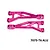GPM aluminium rear upper suspension arms in pink, shown as a pair with metal inserts against a white background.