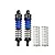 GPM Aluminium 74mm Rear Adjustable Shocks in blue and black, featuring two assembled shock absorbers and two spare springs against a white background.