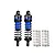 GPM aluminium 62mm front adjustable shocks in blue with additional springs shown against a white background.