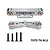 GPM aluminium rear lower suspension arm pin braces in silver with brass inserts and four mounting screws.