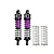 GPM Aluminium 74mm Rear Adjustable Shocks in purple and black, with extra springs on a white background.