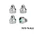 Four silver aluminium RC shock caps shown from different angles with internal threading and branding visible.