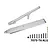 GPM silver aluminium rear chassis brace and skid plate set with mounting hardware and a drill bit on a white background.