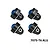 Four black aluminium shock caps with blue inserts and silver metal collars from GPM Racing, displayed on a white background.