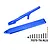 GPM blue anodised aluminium rear chassis brace and skid plate set with mounting hardware and a drill bit.