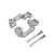 Two grey aluminium hub carriers and two matching metal screws isolated on a clean white background.