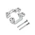 Two silver aluminium RC hub carriers and two steel screws displayed against a clean white background.
