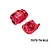 Two red anodised aluminium shock cap protectors with engraved GPM Racing branding against a plain white background.
