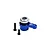 GPM aluminium 25T servo horn with servo saver in blue, accompanied by two screws against a plain white background.