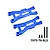 GPM aluminium front lower suspension arms in blue with mounting hardware on a white background.
