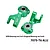 Two green anodized aluminium steering hubs with pre-installed bearings against a white background.