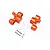 GPM orange anodised aluminium steering hubs set with white plastic bushings, screws and nuts on a white background.