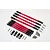 GPM aluminium turnbuckle set in red with black rod ends and mounting hardware on a white background