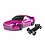Studio product shot of an MST S15RB magenta RC drift car body paired with a separate black chassis on a white background.