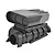 RPM 1/10 black plastic intake and blower set viewed from the front angle against a plain white background.